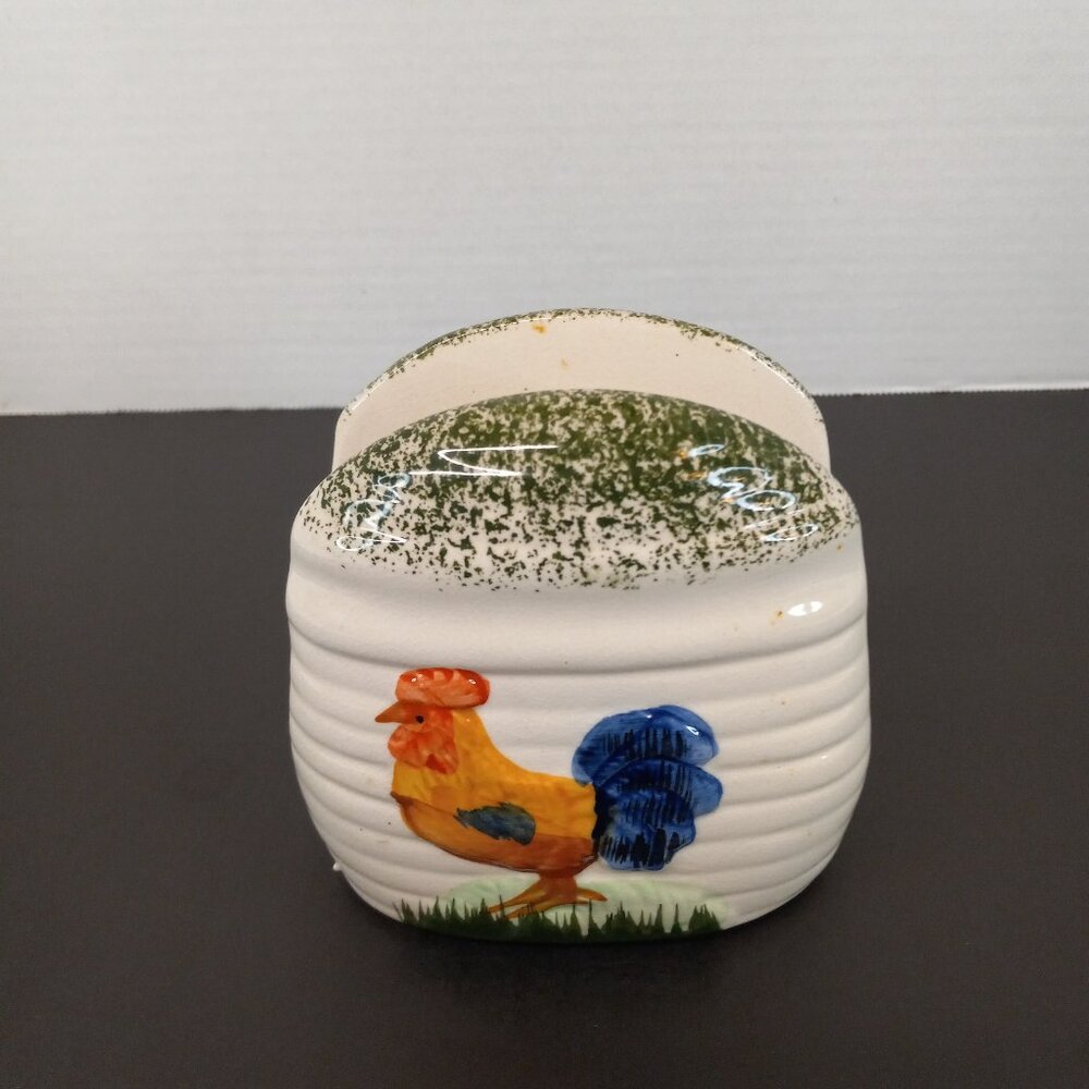 Rooster Napkin Holder Alco Industries Ceramic 4.5" Tall Letter Holder Office GUC